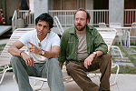 M. Night Shyamalan and Paul Giamatti on the set of "Lady in the Water."